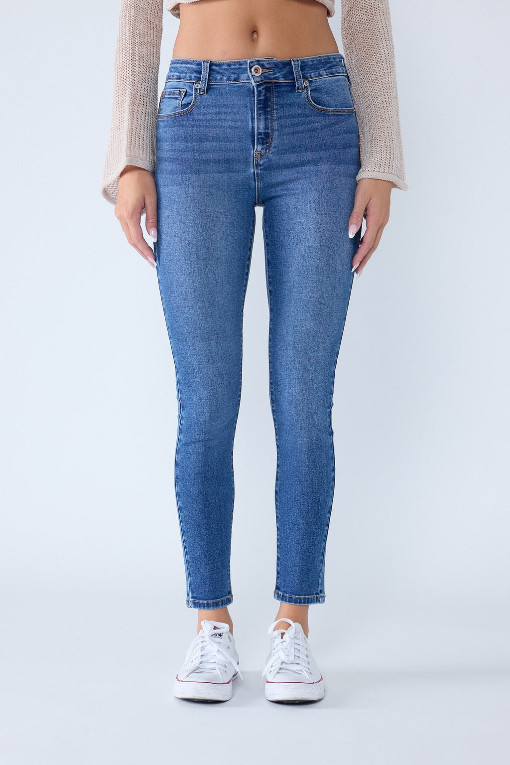 Women's blue cotton skinny pants jeans for casual wear