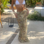 Women's animal print skirt, lightweight fabric, perfect for beach outings