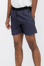 WEIV Men's Swimwear in Navy Blue with Horizontal Stripes for Vacation Beachwear Mens