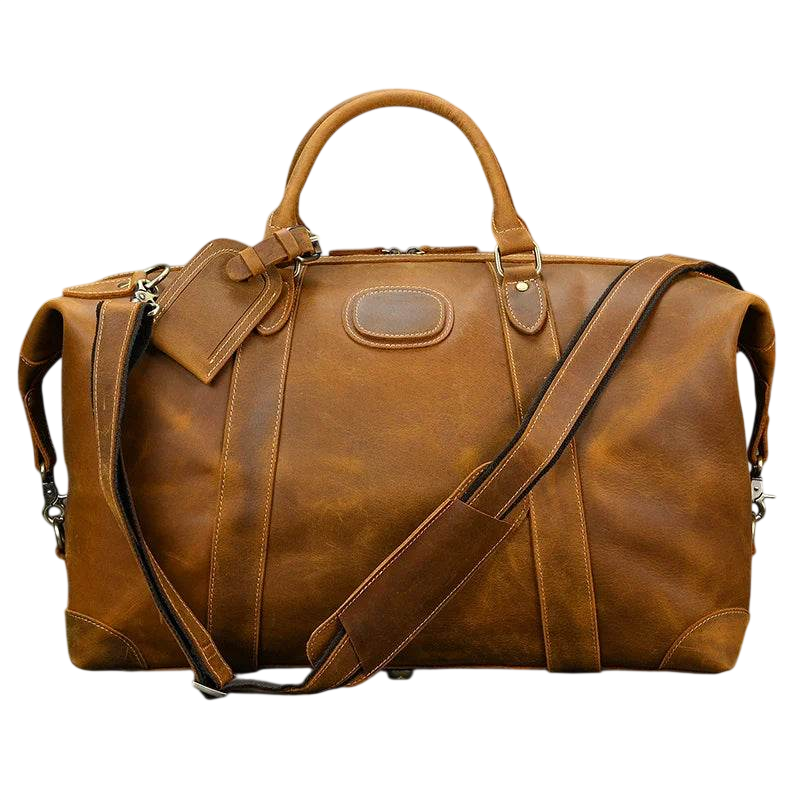 Vintage Genuine Leather Weekender Bag for Men Cowskin Travel