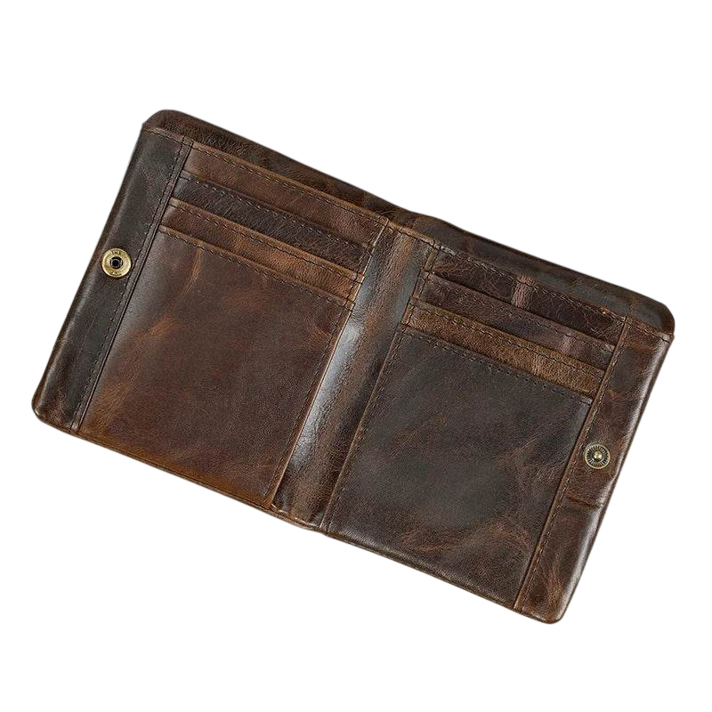 Vintage Leather Short Wallet with Coin Purse for Men RFID