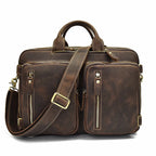 High Quality Leather Professional Bag 3 Ways to Use . distressed brown leather briefcase with two zip pockets and shoulder strap