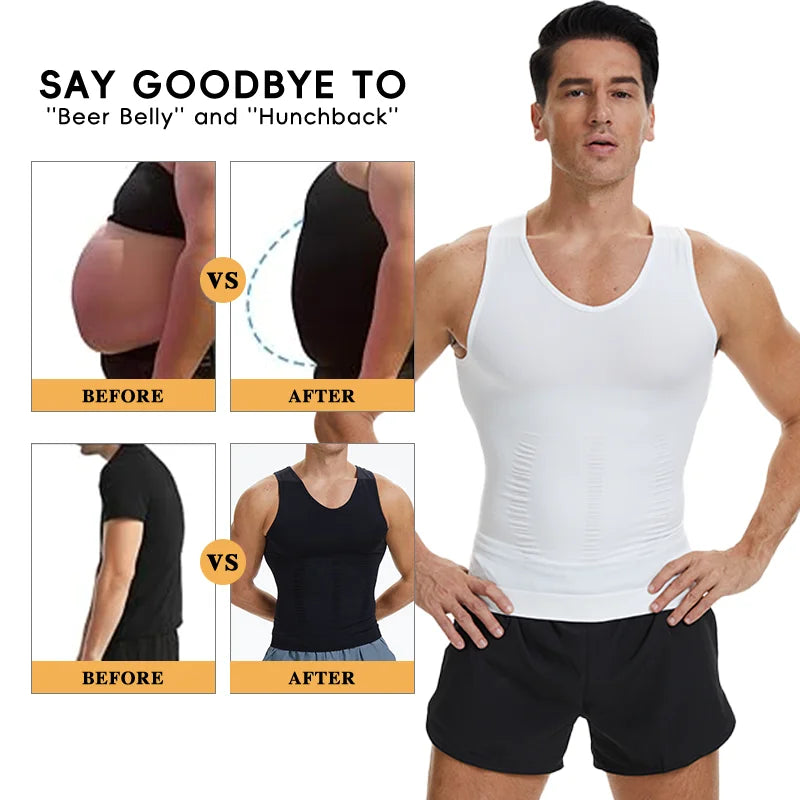Men's waist corset trainer, black, breathable material, body shaping