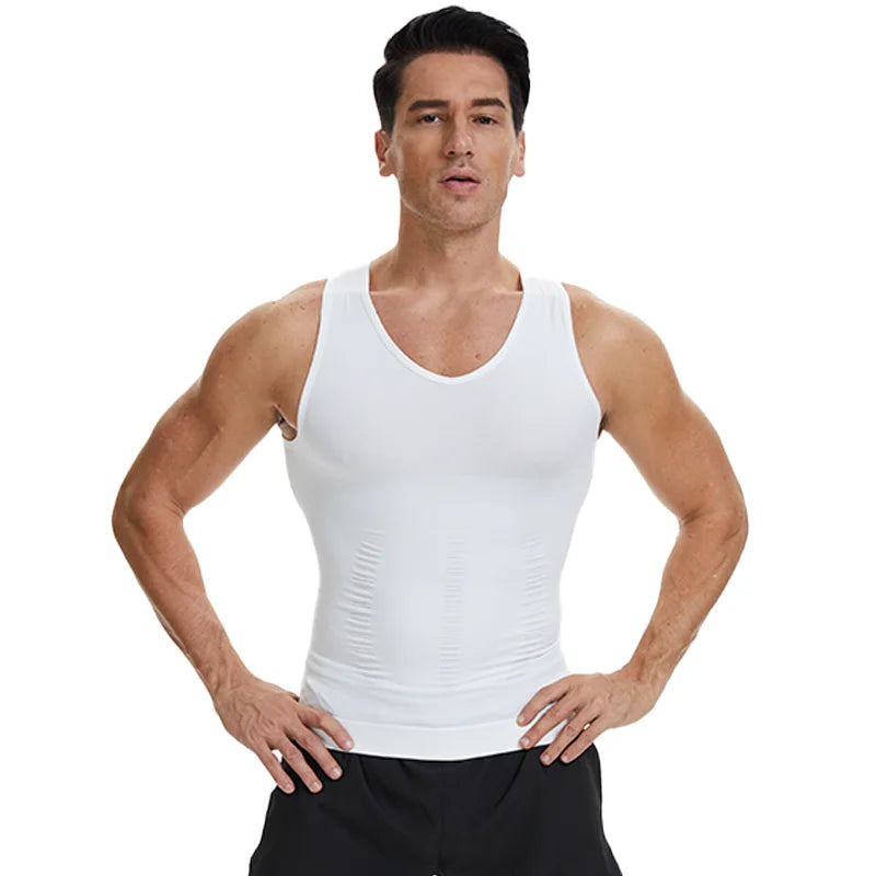 Men's white waist corset trainer for compression support