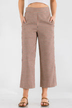 Women's checkered waist high pants for casual summer wear