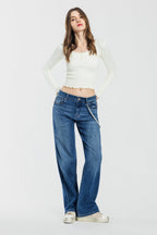 Women's blue wide-leg jeans, relaxed fit for casual wear