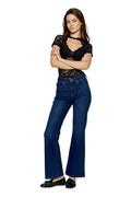 Women's dark blue wide-leg jeans, perfect for casual outings