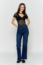 Women's dark blue wide-leg jeans, perfect for casual wear