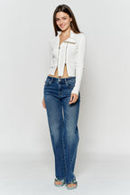 Women's blue wide-leg jeans for casual everyday wear
