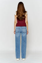 Women's wide-leg jeans in light blue for casual wear