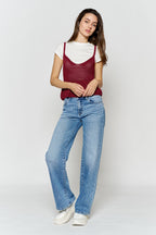 Women's light blue wide-leg jeans, casual wear for everyday comfort