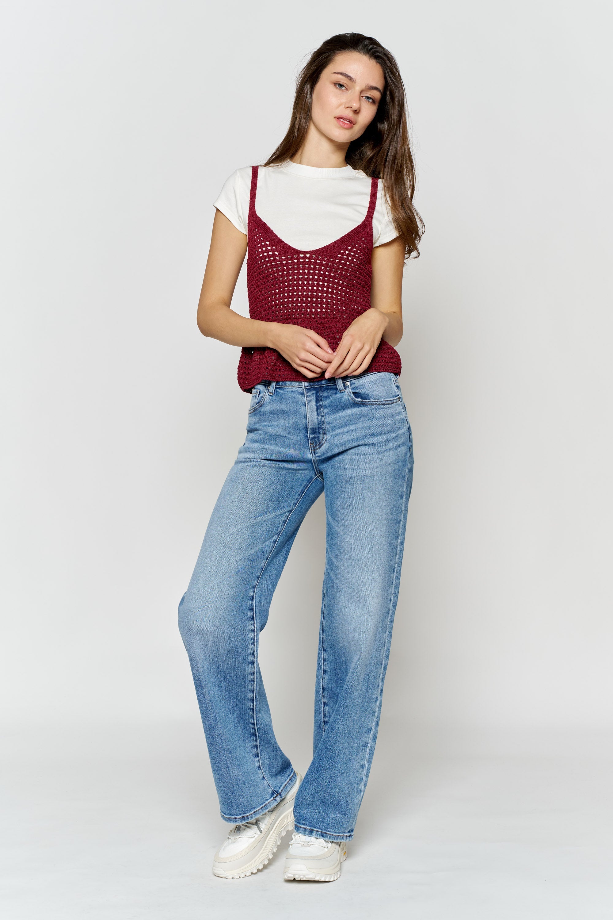 Women's light blue wide-leg jeans, casual wear for everyday comfort