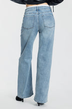Shop ENJEAN women's wide-leg jeans in light blue for casual wear