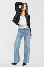 Women's light blue wide-leg jeans for casual stylish outfits