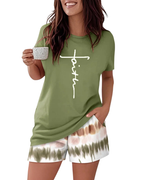 Women's Graphic Sleepwear Set with Faith Design
