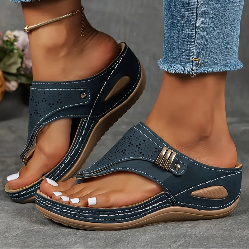 women's navy sandals, comfortable leather, ideal for summer outings